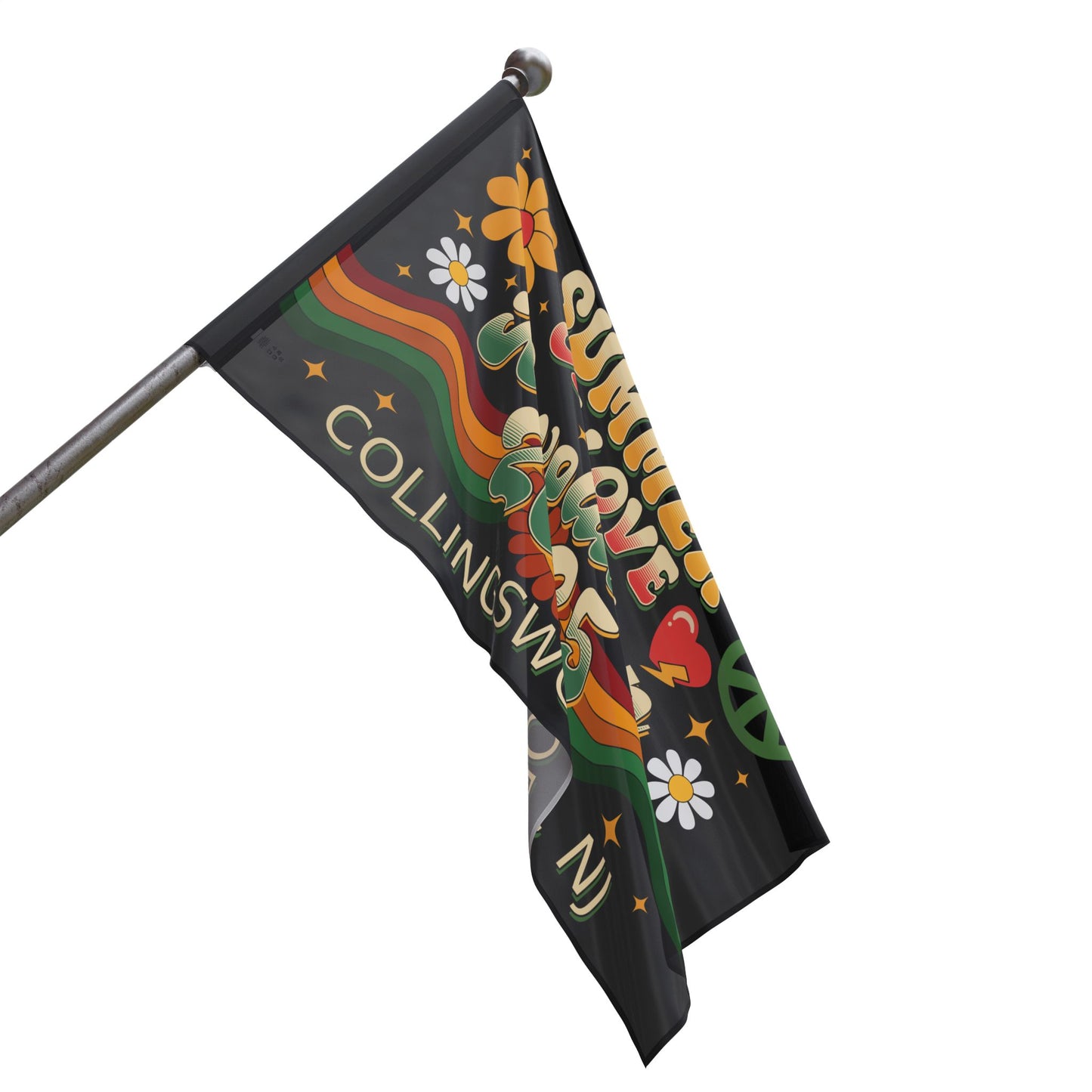 Summer of Love Revolution Flag, Retro Festival Flag, Peace Sign Banner, Boho Home Decor, Collingswood NJ Flag