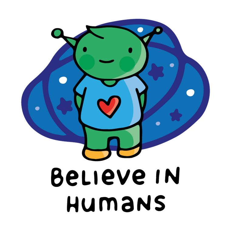 Cute lil alien comes down to Earth to save the humans with love. 