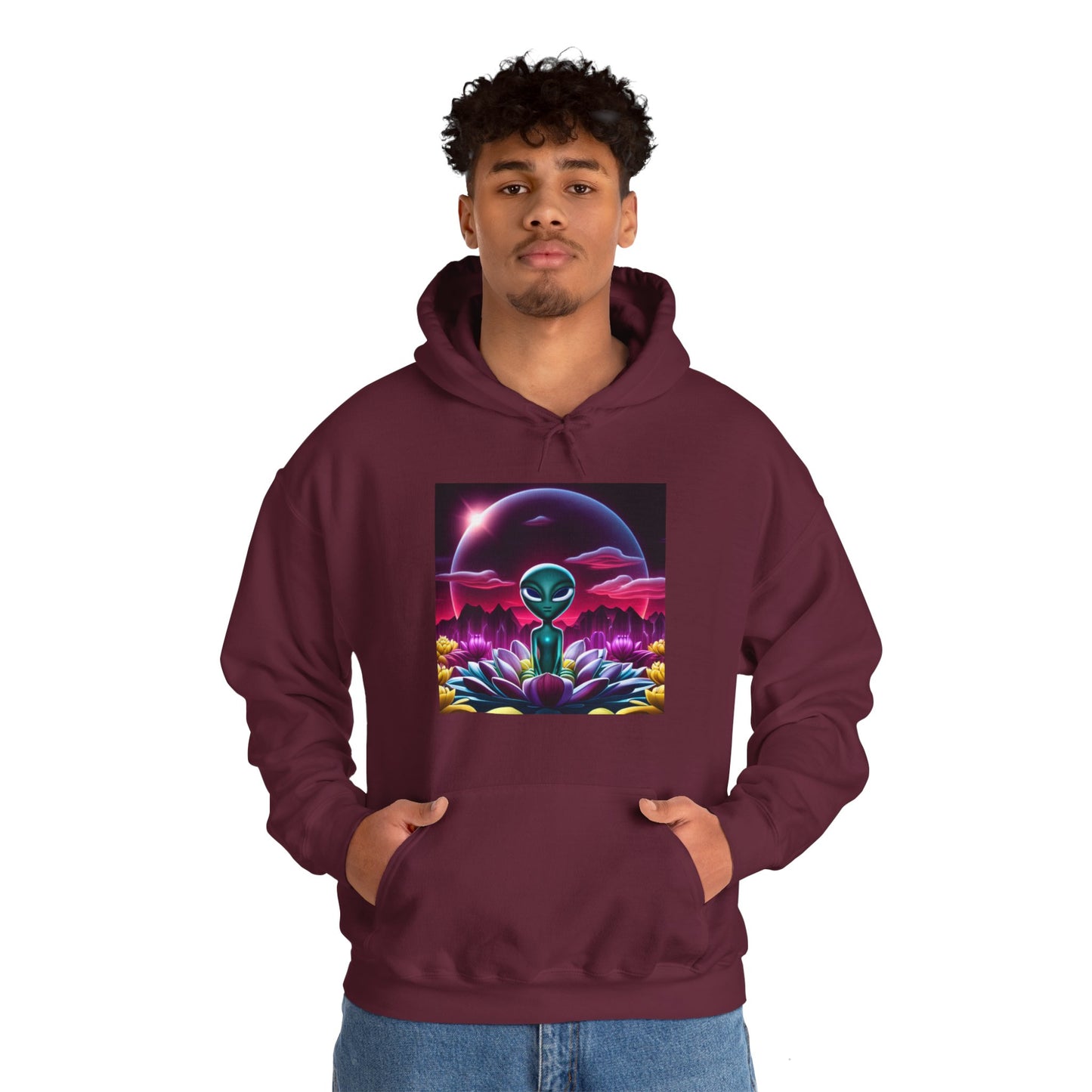 Lotus Flower Alien Unisex Heavy Blend™ Hooded Sweatshirt