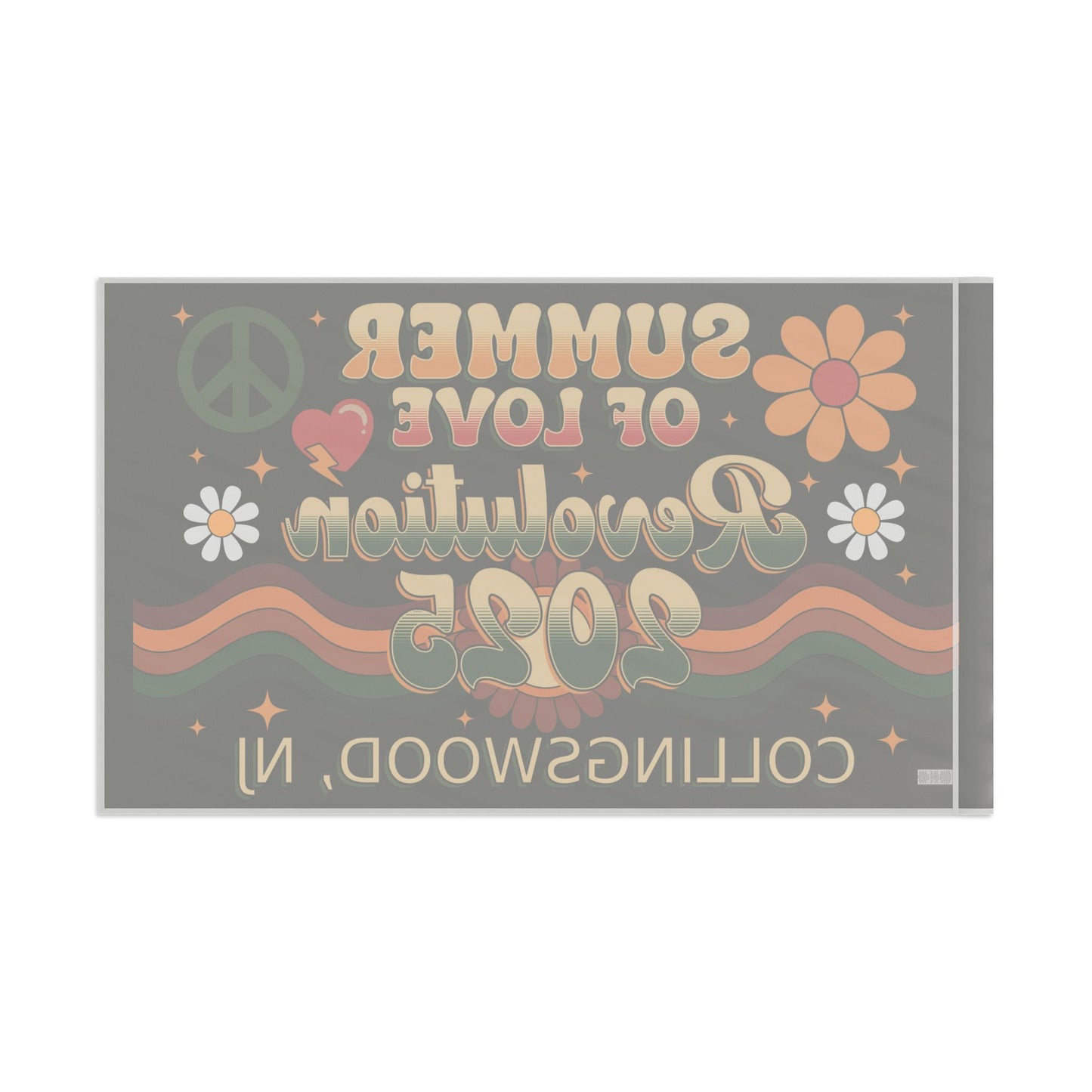 Summer of Love Revolution Flag, Retro Festival Flag, Peace Sign Banner, Boho Home Decor, Collingswood NJ Flag